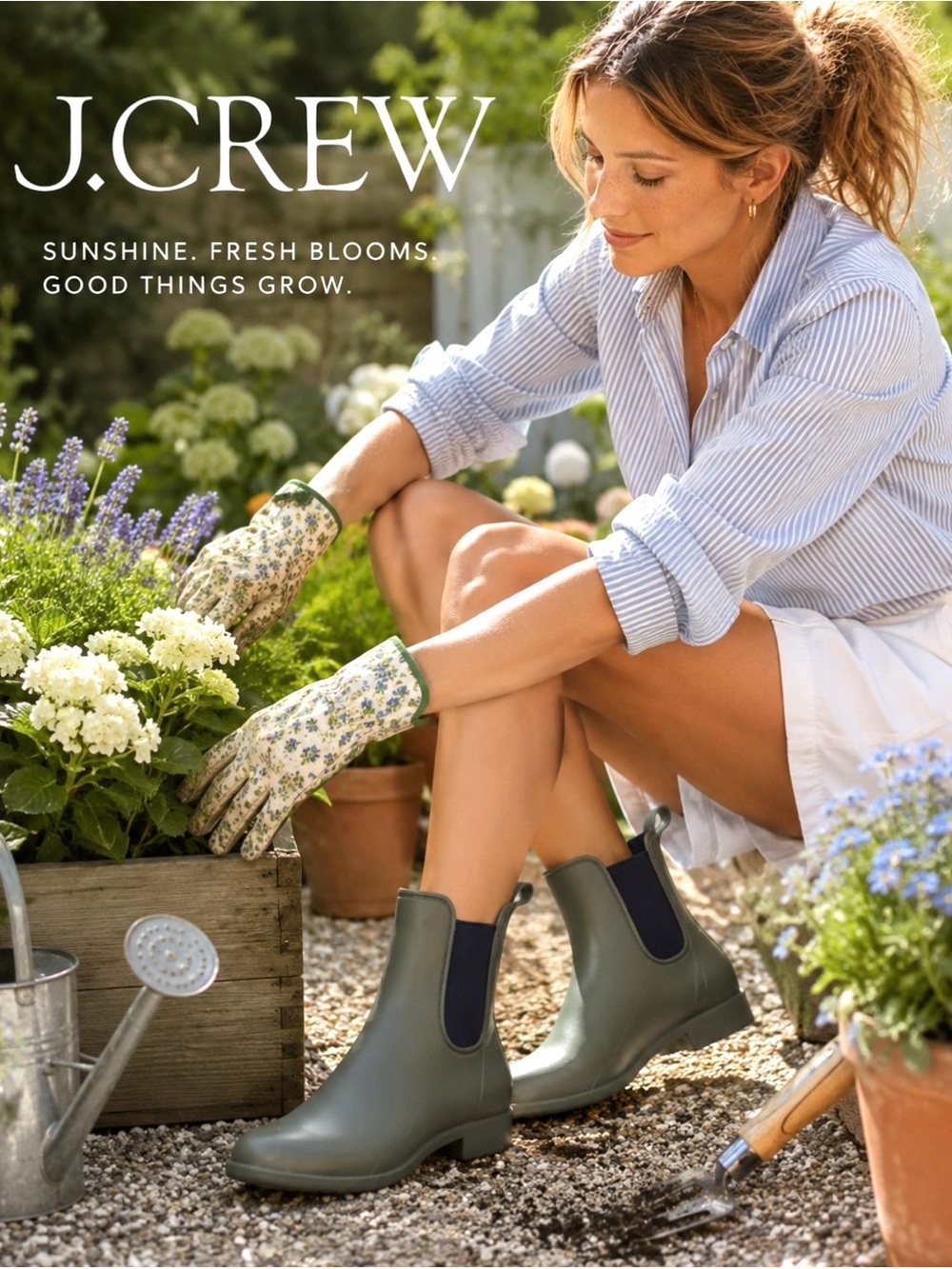 J. CREW Chelsea Matte Olive Green Rain Low Ankle Boots
